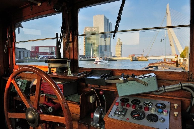 Former cargo ship now houseboat Panta Rhei in Rotterdam