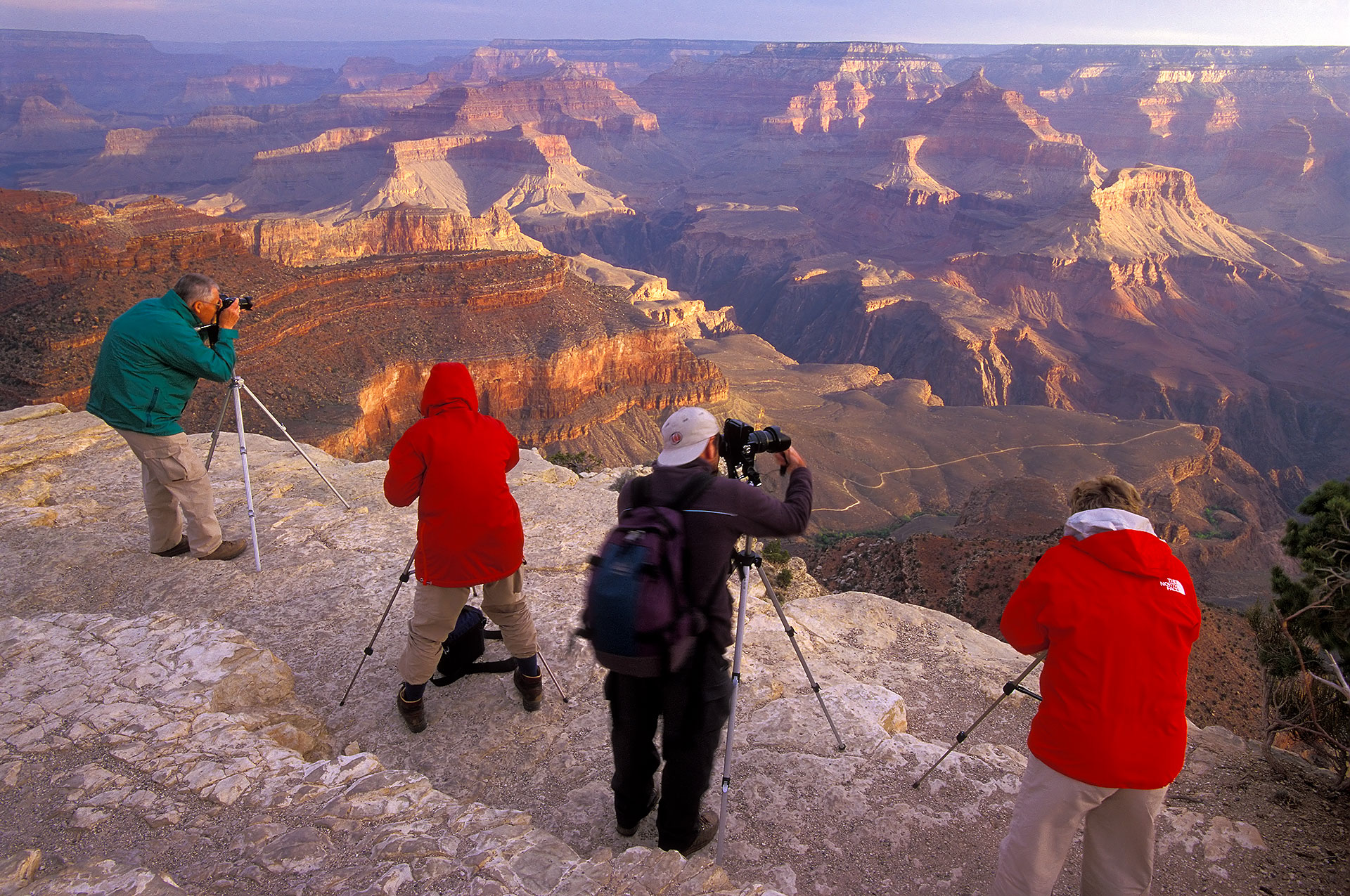 Deelnemers van de fotoreis Colorado Plateau bij de Grand Canyon.