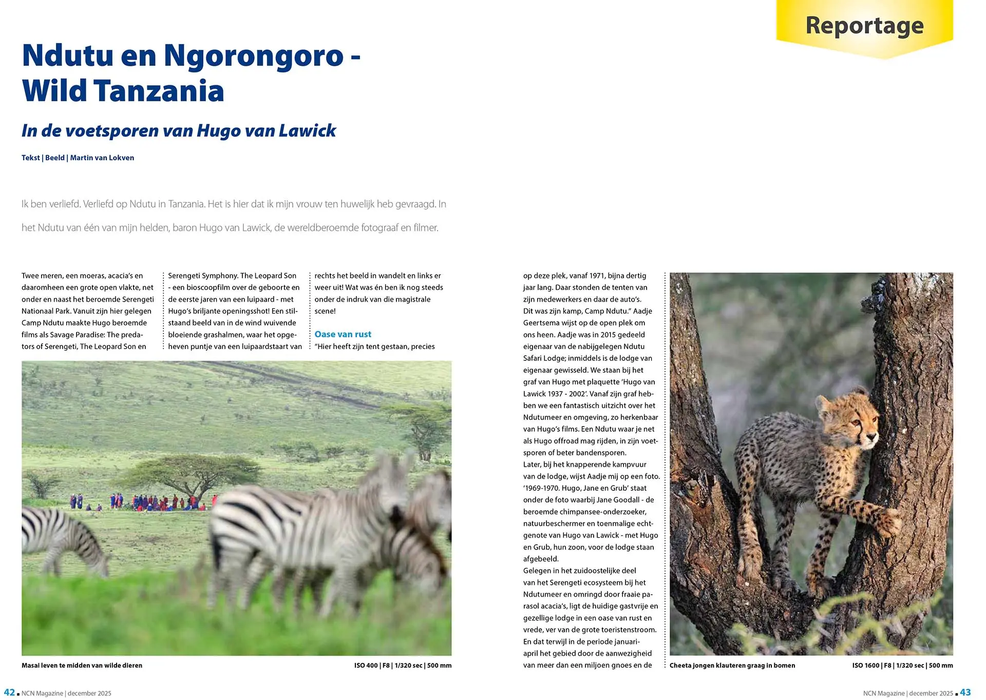 Artikel over wildlife in Tanzania, in Nikon Club Nederland Magazine december 2025. Tekst en fotografie: Martin van Lokven.