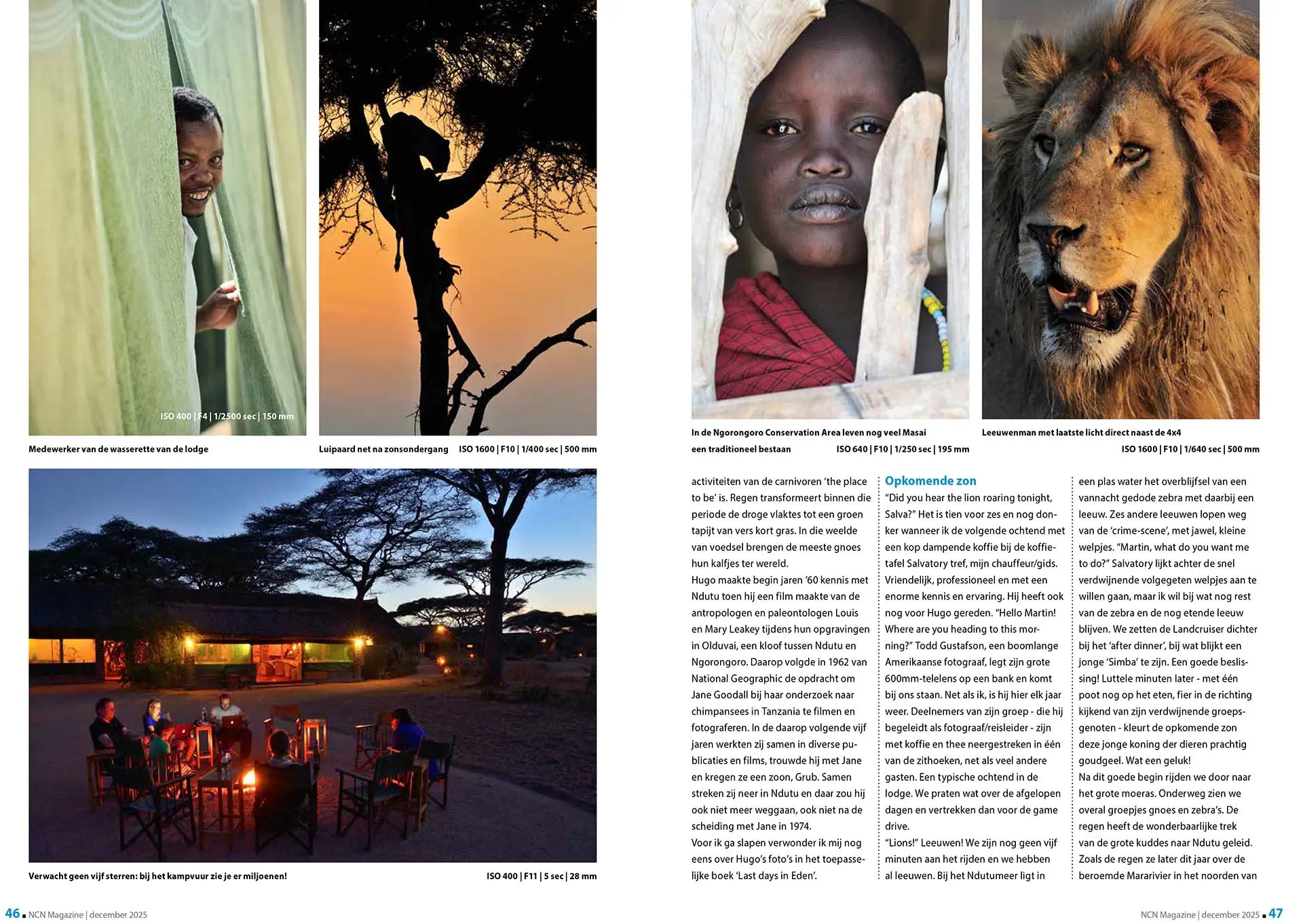 Artikel over wildlife in Tanzania, in Nikon Club Nederland Magazine december 2025. Tekst en fotografie: Martin van Lokven.