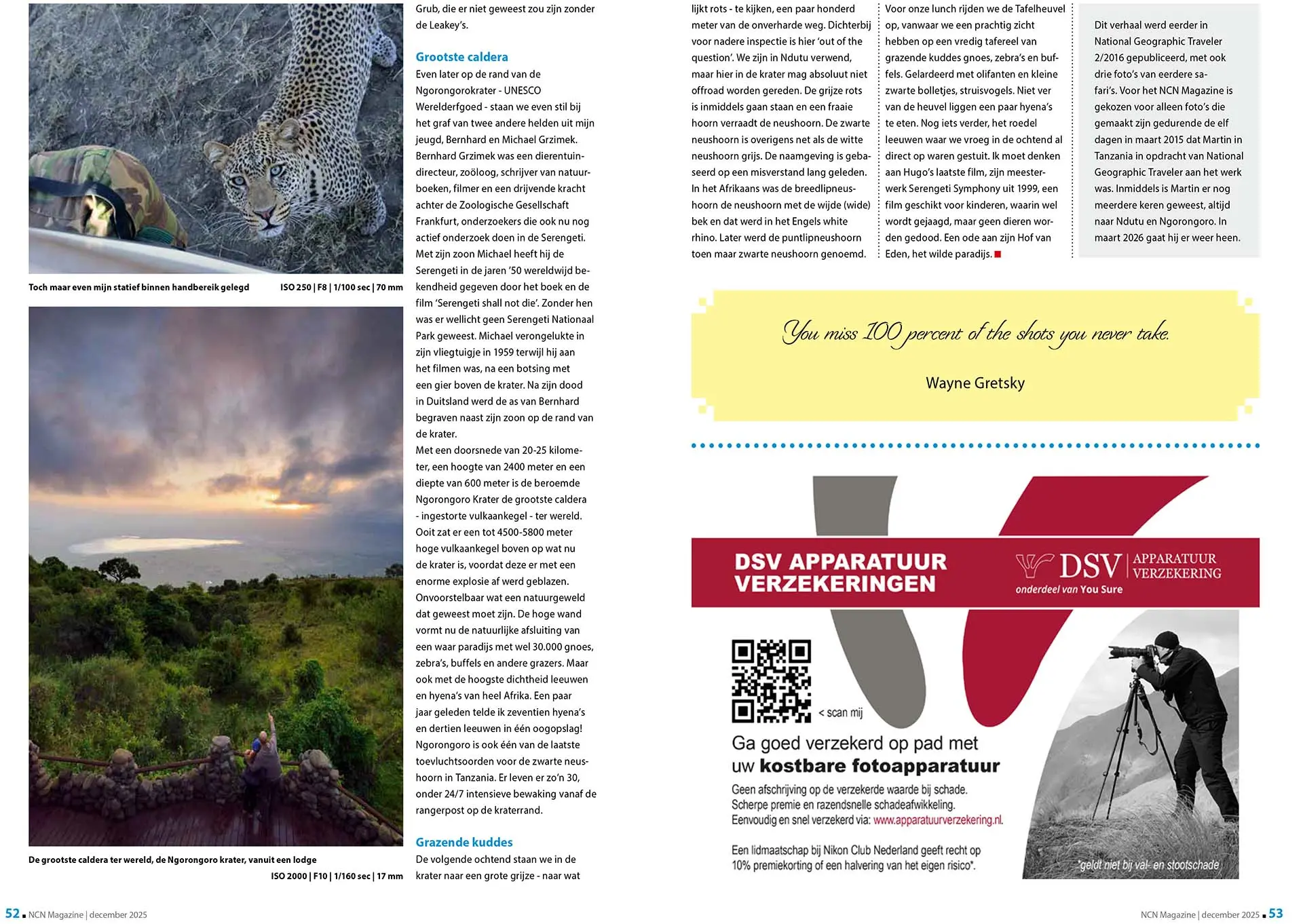 Artikel over wildlife in Tanzania, in Nikon Club Nederland Magazine december 2025. Tekst en fotografie: Martin van Lokven.