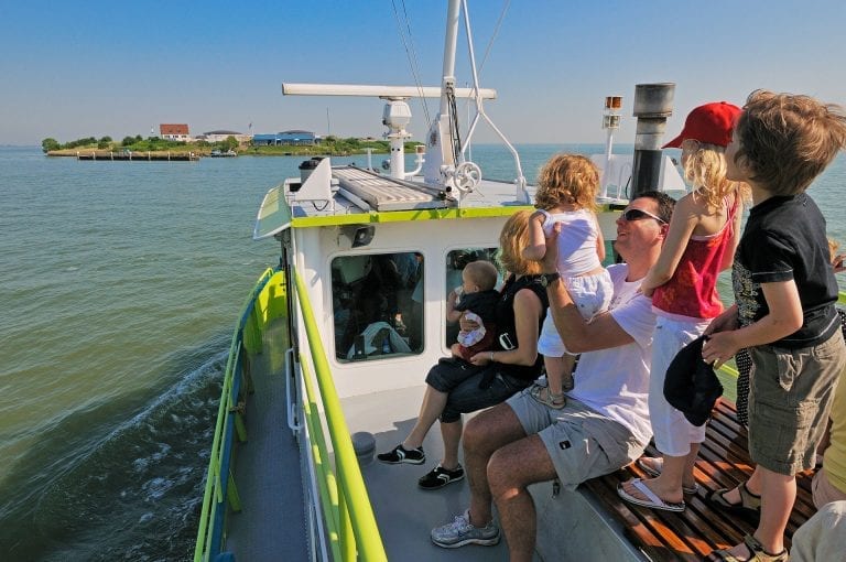 Visitors on the boat to fortress island Fort Pampus