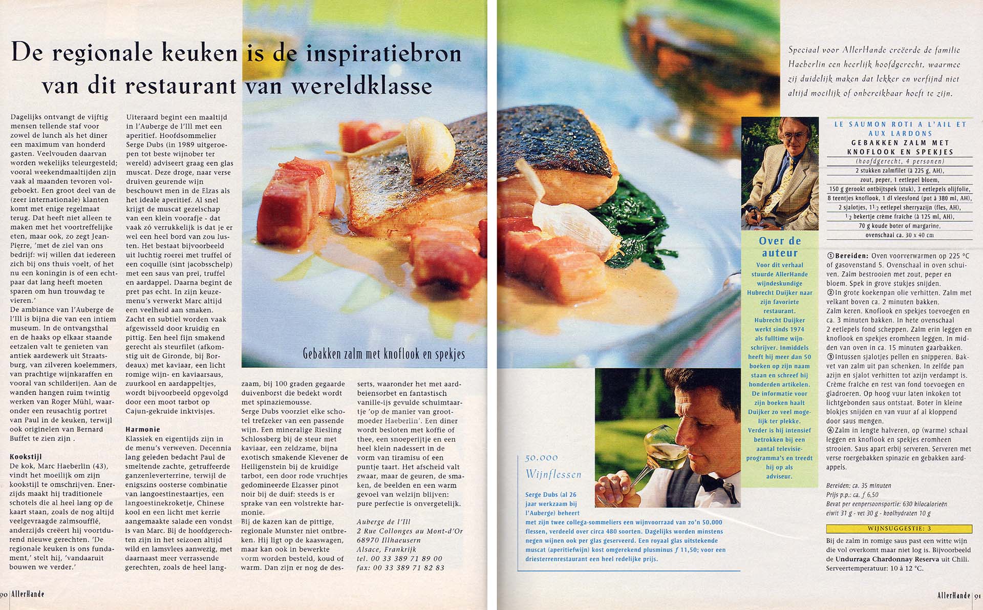 Publication in AllerHande about the then three-star restaurant in Alsace.