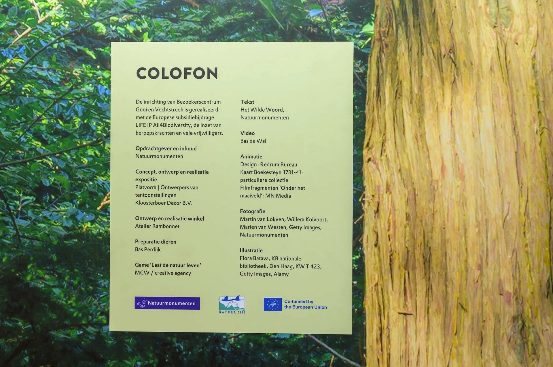 Colofon in Bezoekerscentrum
