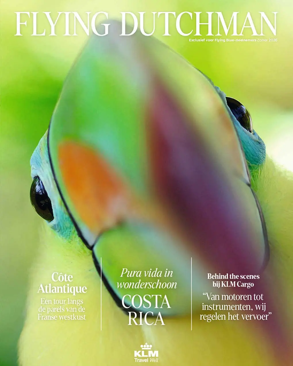Foto van toekan op cover van Flying Dutchman zomer editie 2026, toekan