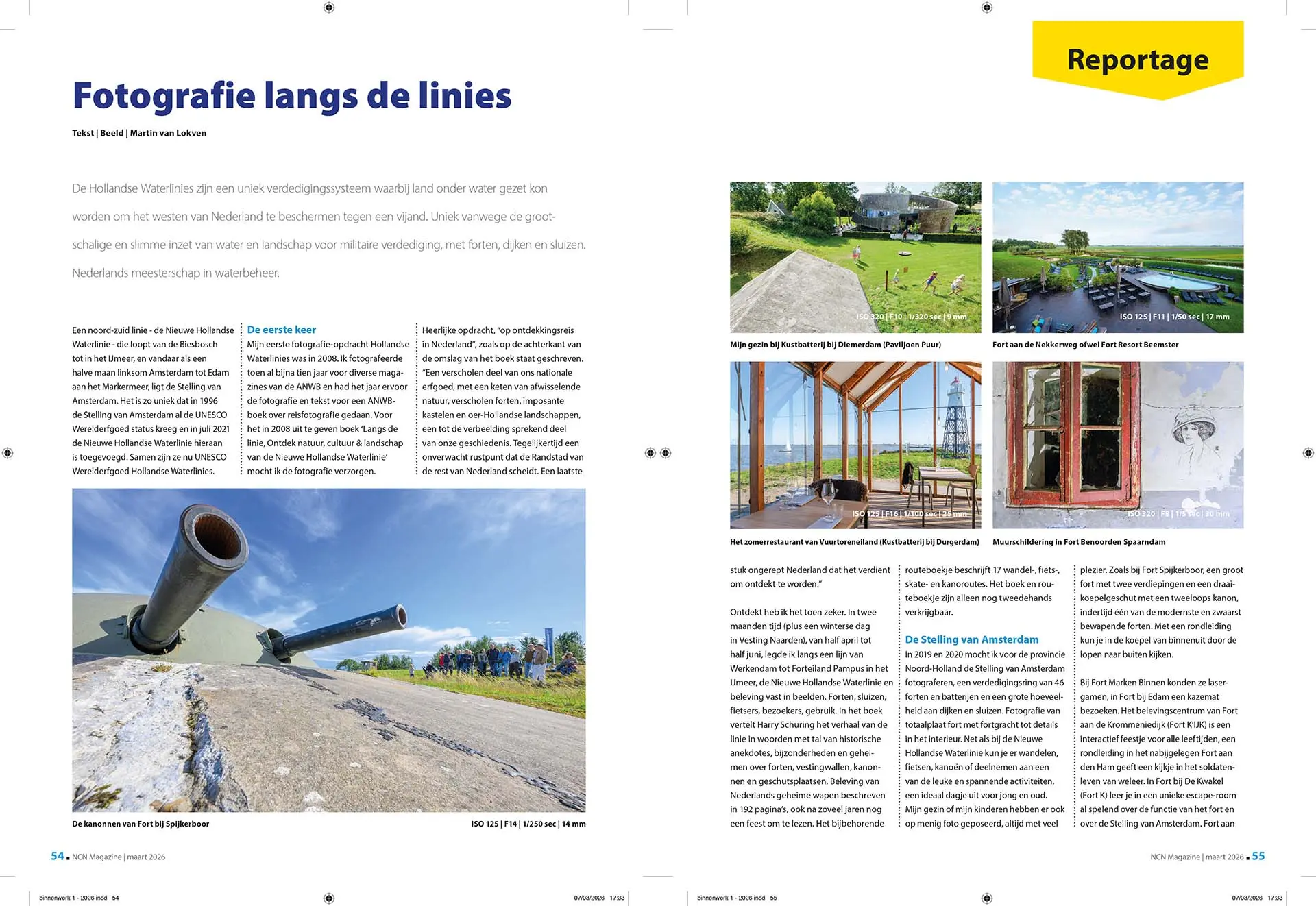 Publicatie 'fotografie langs de linie' in NCN magazine, ledenmagazine van de Nikon Club Nederland. Tekst en fotografie van Martin van Lokven.