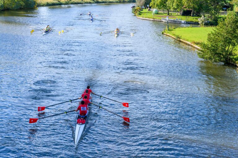 Rowing boats in competition