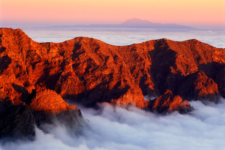 La Palma caldera and El Teide mountain on Tenerife