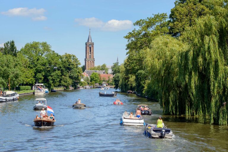 Boats on the river Vecht at Loenen aan de Vecht