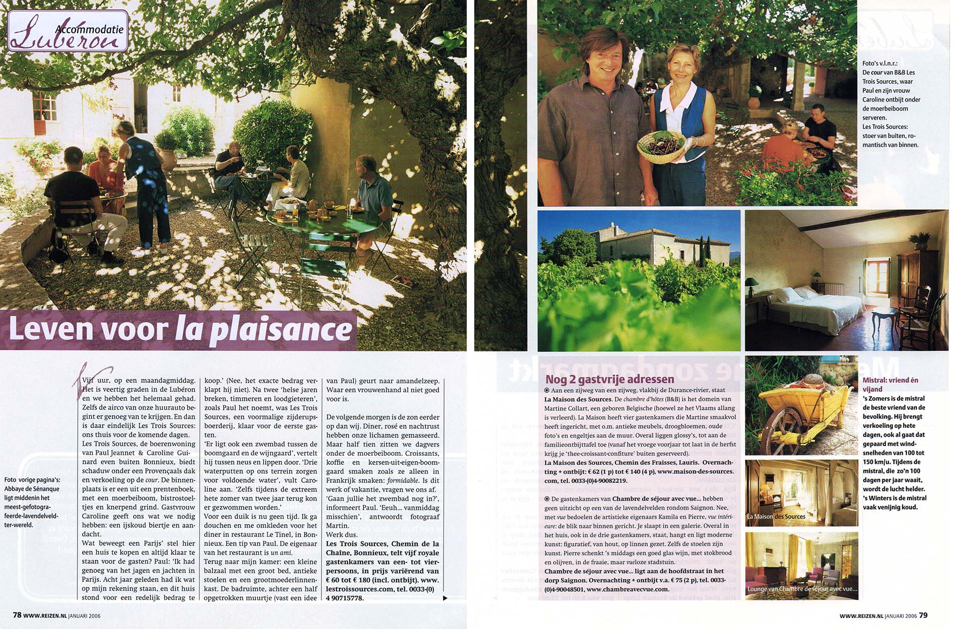 Twee pagina's uit publicatie Lubéron in ANWB Reizen magazine.