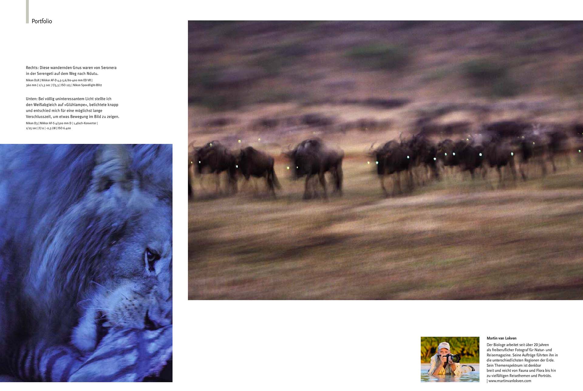 Ten pages of article about wildlife of Ndutu in the German magazine NaturFoto.