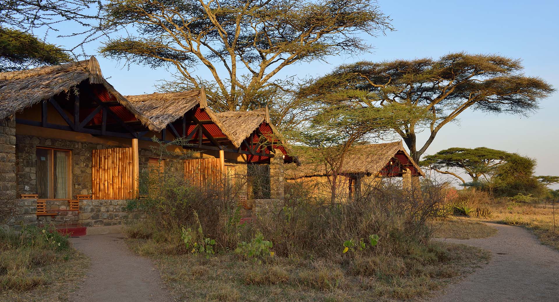 De accommodaties van de Ndutu Safari Lodge, Ngorogoro Conservation Area, Tanzania.