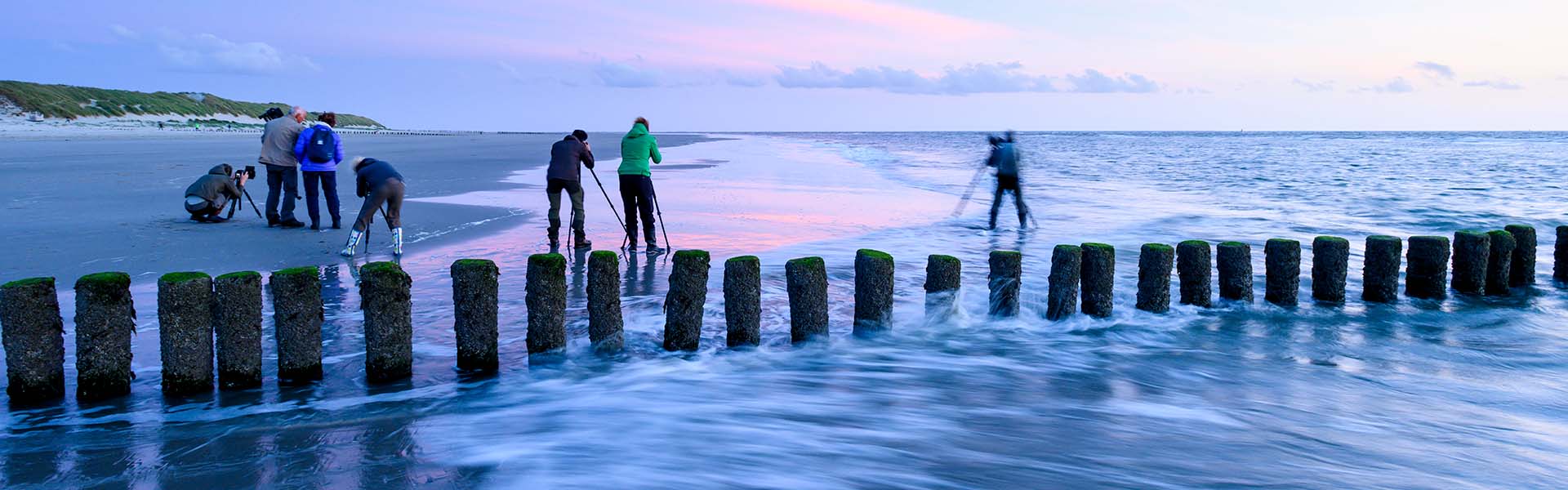 Photographers on a beach.