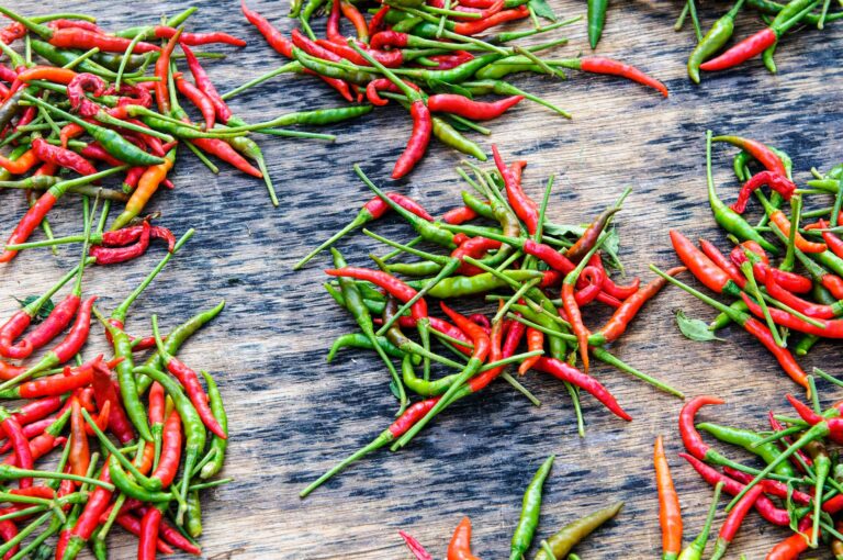 Red and green peppers