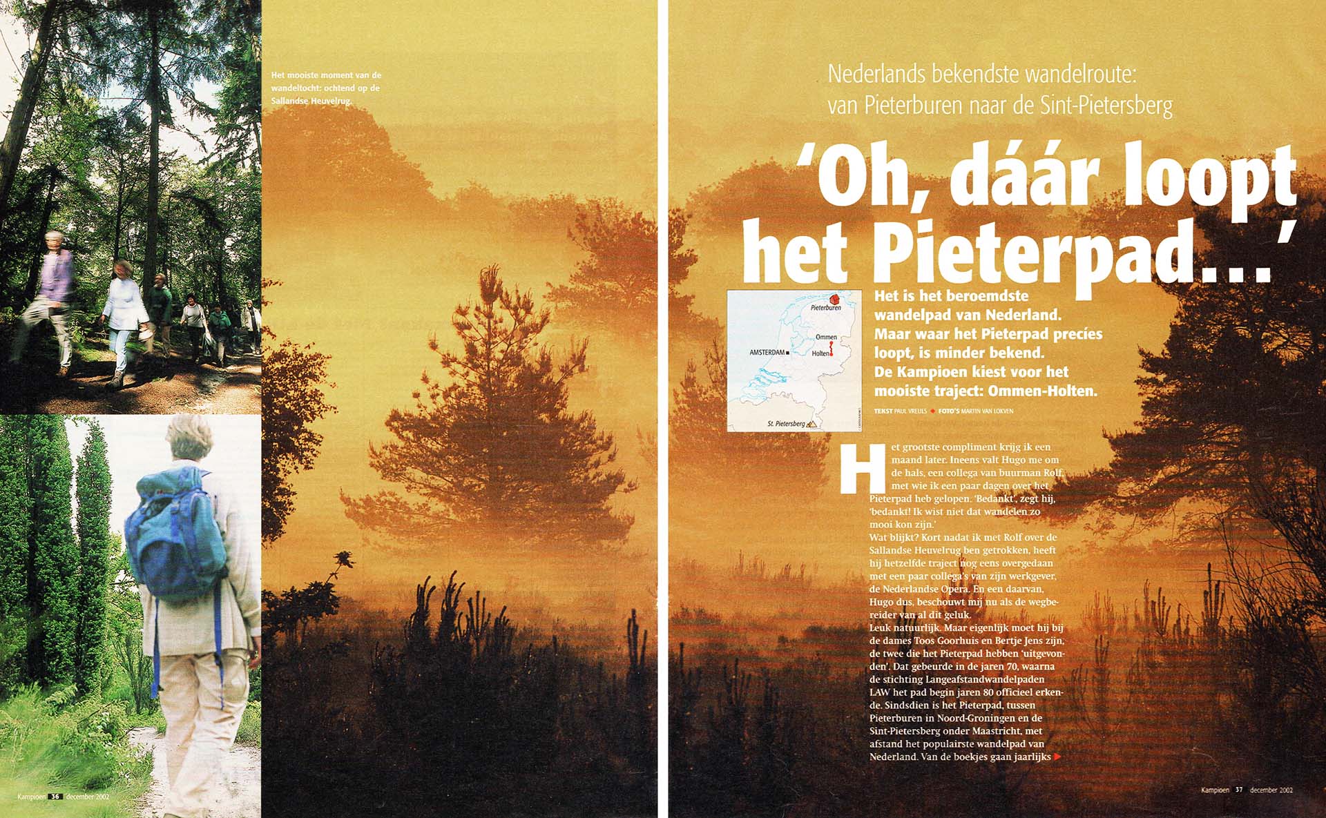 Holterberg, jeneverbessen en wandelaars, in een publicatie over de Sallandse Heuvelrug, wandelen op het Pieterpad.
