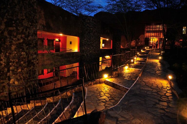 Steps to the accommodations of the Serengeti Sopa Lodge