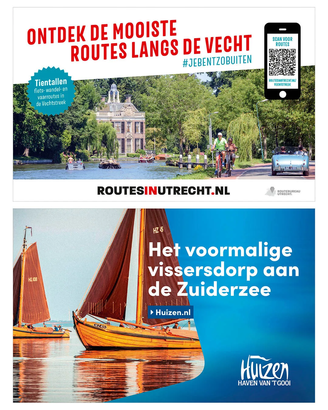 Advertenties Routes in Utrecht en Gemeente Huizen