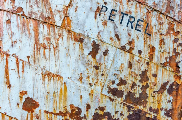 Detail of bow from whaling vessel Petrel on South Georgia