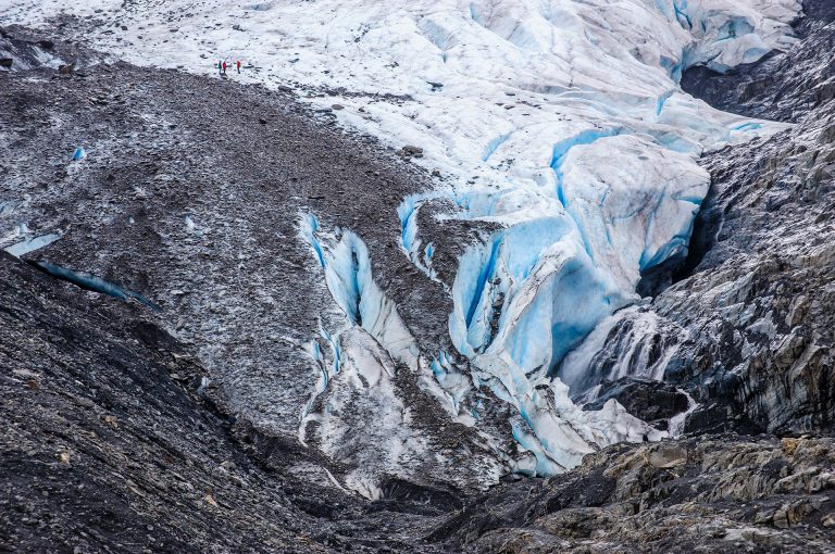 Worthington Glacier with hikers